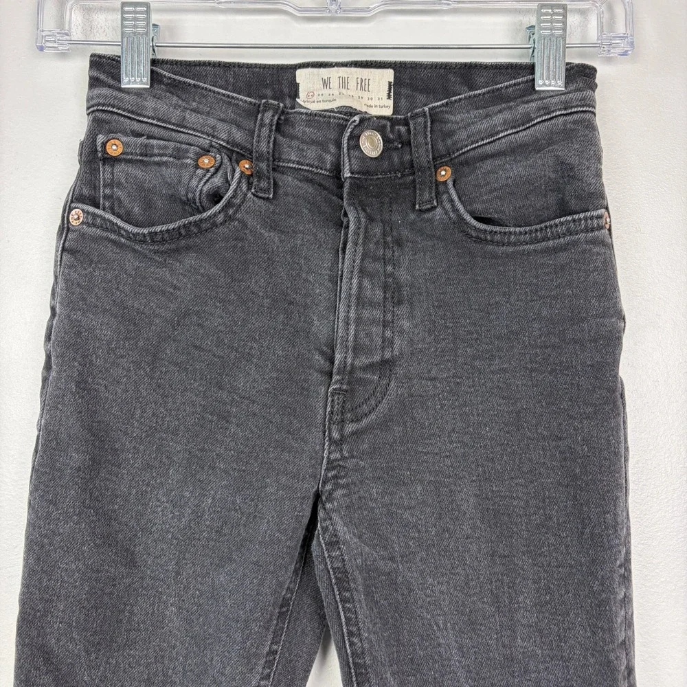 We The Free Distressed Skinny Jeans Black Faded Fitted Denim Casual Size 24